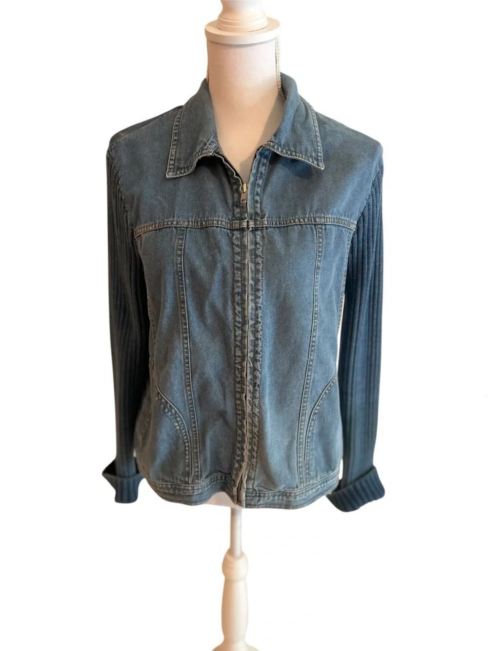 Coldwater Creek Denim Jacket Sweater Size Large